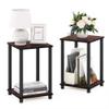 Furinno Turn-N-Tube End Table Corner Shelves, Set of 2, Dark Cherry/Black view 1