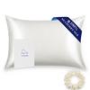 ALASKA BEAR Silk Pillowcase for Hair and Skin, 100% Mulberry Silk Pillow Cases Queen Size for Beauty and Cool Sleep, Scrunchy Gift Set, Natural White(1pc, Ivory) view 1