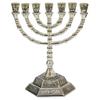 12 Tribes of Israel Jerusalem Temple Menorah Choose from 3 Sizes Gold or Silver (Silver, 5" Inches) view 1