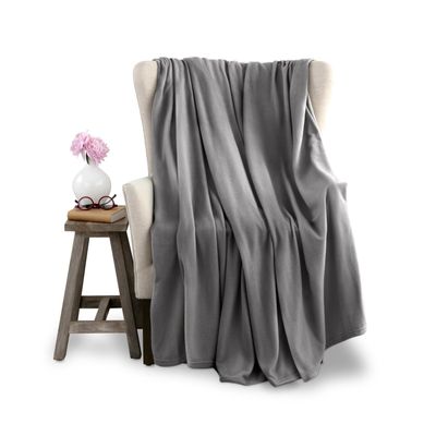 Twin Size Microfleece Fleece Blanket - Supersoft Lightweight Plush Throw for Bed, Couch, Travel & Pets - All-Season Comfort - Gray