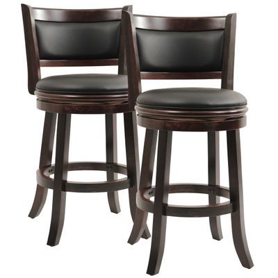 Boraam Augusta Bar Height Swivel Stool, 29-Inch, Cappuccino, 2-Pack