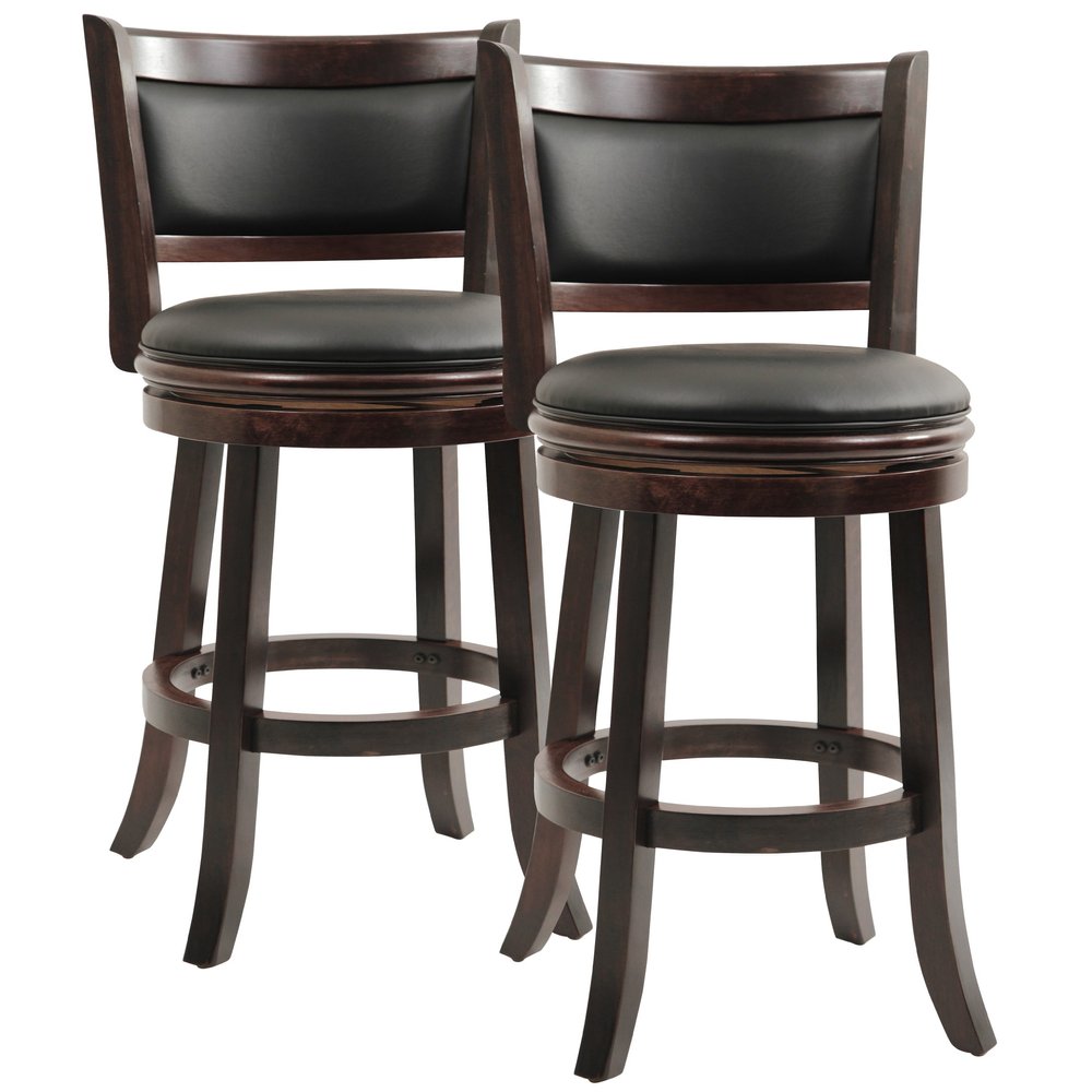 Boraam Augusta Bar Height Swivel Stool, 29-Inch, Cappuccino, 2-Pack