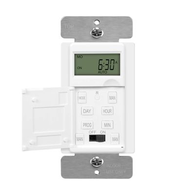 ENERLITES - HET01-C-W Programmable Digital Timer Switch for Lights, Fans, Motors, 7-Day18 ON/OFF Timer Settings, Single Pole, Neutral Wire Required, UL Listed, HET01-C, White