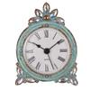 NIKKY HOME Vintage Pewter Quartz Mini Table Clock with Crystal Shining Rhinestone, 2.87 x 1.37 x 3.87 Inches, Aqua view 1