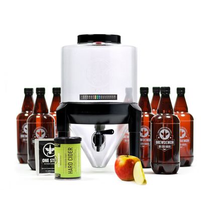 BrewDemon Hard Cider Kit w/Bottles  NO AIRLOCK OR SIPHON REQUIRED  Conical Fermenter Eliminates Sediment and Makes Wicked-Good Home Made Hard Cider - 2 Gal. Hard Cider Recipe included