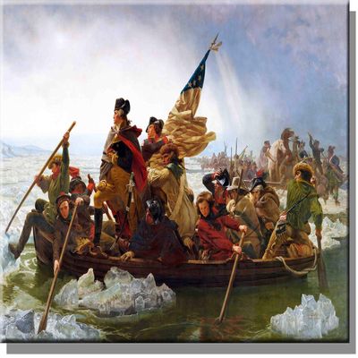 Crossing The Delaware - George Washington by Leutz Wall Picture on Stretched Canvas Decor