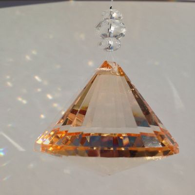 40mm Multifaceted Hanging Crystal Garlands Prism Glass Diamond Ornament Pendants (Light Amber)
