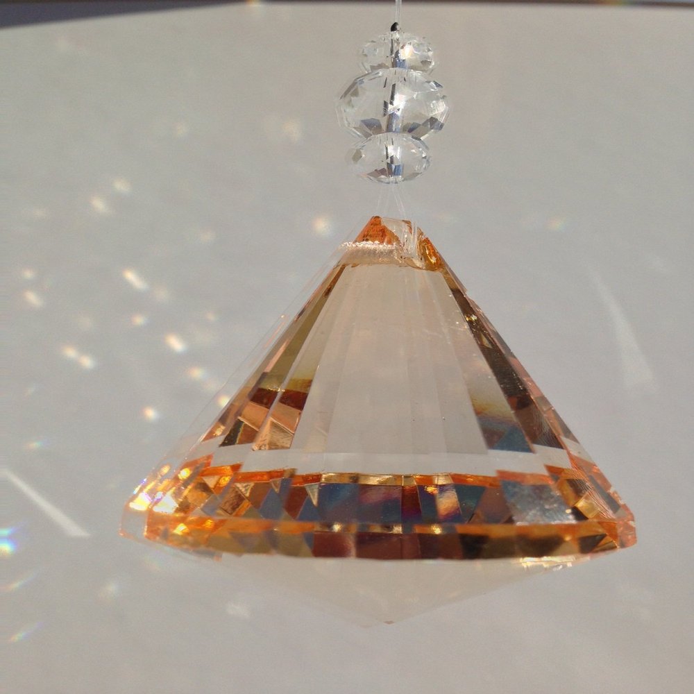 40mm Multifaceted Hanging Crystal Garlands Prism Glass Diamond Ornament Pendants (Light Amber)