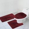 WPM WORLD PRODUCTS MART 3 Piece Bath Rug Set Pattern Bathroom Rug (20"x32")/Large Contour Mat (20"x20") with Lid Cover (Burgundy) view 2