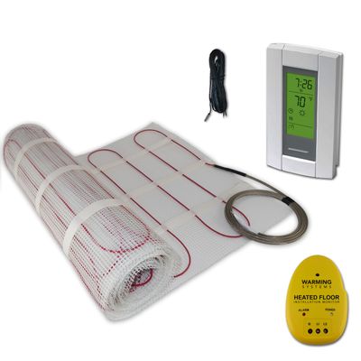 Warming Systems - 35 Sqft 120V Electric Radiant Floor Heating Mat  Includes Heating Mat, Programmable Thermostat, Thermostat Floor Sensor, Installation Monitor and Under Tile Heater