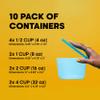 Premium Attached Food Storage Containers, Permanently Attached Plastic Lid, Never Lose & Space Saving Organization (10 Pack) view 2