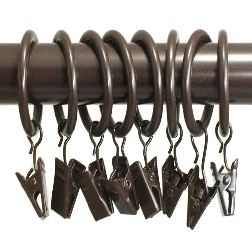 Urbanest Set of 40 Metal Curtain Drapery Clip Rings 1 Inch Diameter, Fits up to 3/4 Inch Rod (Bronze)