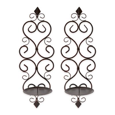 Scrollwork Candle Wall Sconce Duos (Fleur-De-Lis)