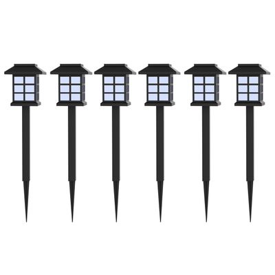 6-Piece Solar Outdoor Lights Set - Weather-Resistant Outdoor Lighting for Path, Landscaping, and Driveway - LED Light Fixtures by Pure Garden (Black)