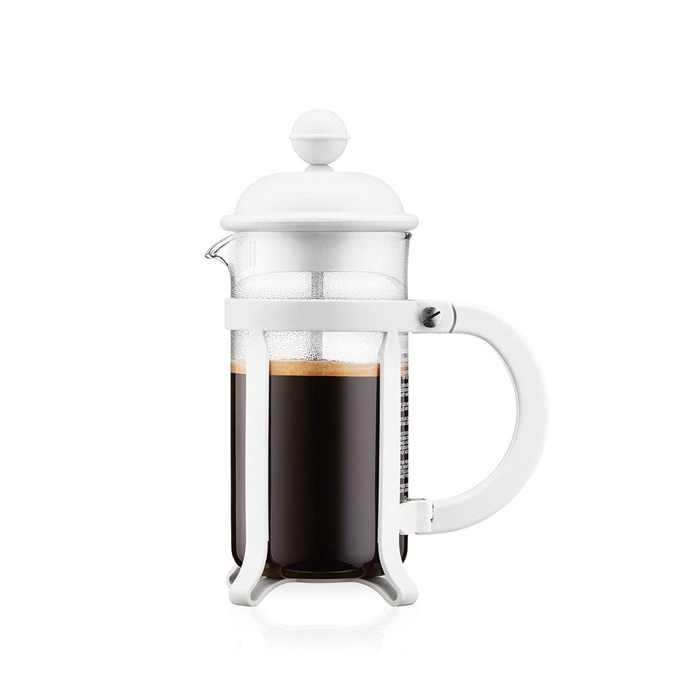 Bodum 12oz Java French Press Coffee Maker, High-Heat Borosilicate Glass, White- Made in Portugal
