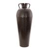 Deco 79 Metal Tall Floor Mediterranean Style Vase with Hammered Details and Handles, 12" x 12" x 32", Brown view 1