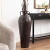 Deco 79 Metal Tall Floor Mediterranean Style Vase with Hammered Details and Handles, 12" x 12" x 32", Brown view 3