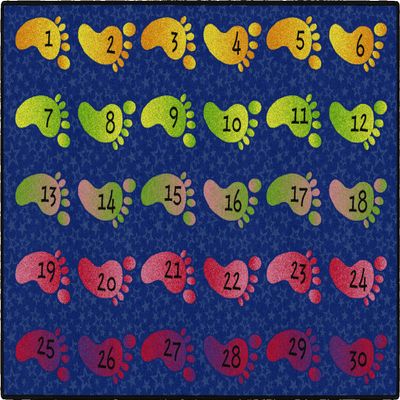 Flagship Carpets Counting Feet Rainbow Numbers Educational Rug for Classroom Carpet or At Home Educational Learning Area, Playroom, Kid's Bedroom Mat, 4' x 6', Blue/Multi-Color