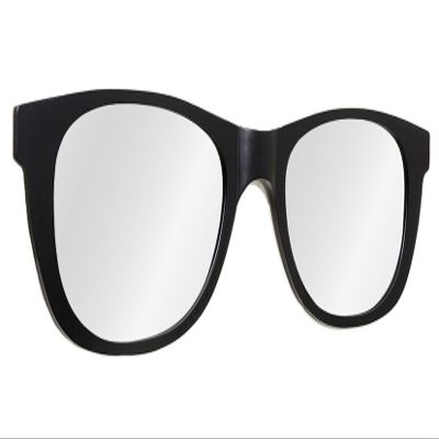 Oversized Classic Matte Black Sunglasses Shaped Modern Wall Mirror 46 in x 13 in