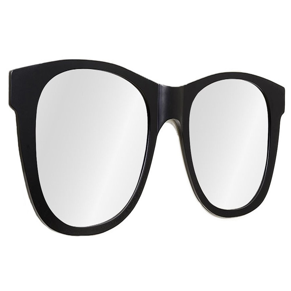 Oversized Classic Matte Black Sunglasses Shaped Modern Wall Mirror 46 in x 13 in