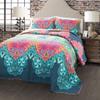 Lush Decor Boho Chic Reversible Cotton Quilt 3-Piece Set, King, Turquoise & Navy - Bright Paisley Print, Vibrant & Colorful Bohemian Bedding Set view 1