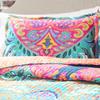 Lush Decor Boho Chic Reversible Cotton Quilt 3-Piece Set, King, Turquoise & Navy - Bright Paisley Print, Vibrant & Colorful Bohemian Bedding Set view 2