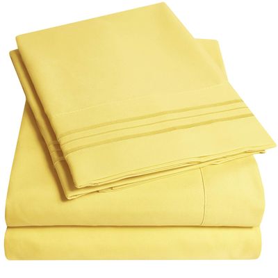 1500 Supreme Collection Queen Sheet Sets Yellow - Luxury Hotel Bed Sheets and Pillowcase Set for Queen Mattress - Extra Soft, Elastic Corner Straps, Deep Pocket Sheets, Queen Yellow