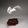 Seagull Sculpture by John Perry 14 inch Wingspan Down-Wing Version Burlwood Base. Signed view 2