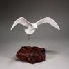 Seagull Sculpture by John Perry 14 inch Wingspan Down-Wing Version Burlwood Base. Signed view 3
