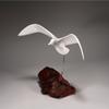 Seagull Sculpture by John Perry 14 inch Wingspan Down-Wing Version Burlwood Base. Signed view 4