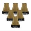 Urbanest Set of 6 Gold with Black Fringe Silk Bell Chandelier Lamp Shade, 3-inch by 6-inch by 5-inch, Clip-on view 1