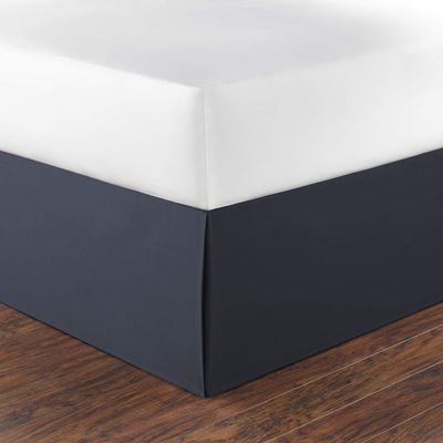 Nautica - King Size Bed Skirt, 100% Soft Cotton Twill with a 15" Drop, Split Corners & Reinforced Top Panel, Machine Washable Bedding (Solid Navy)