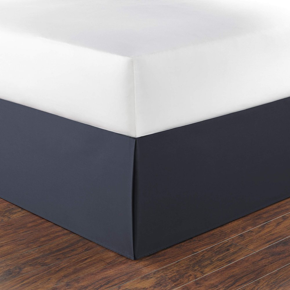 Nautica - King Size Bed Skirt, 100% Soft Cotton Twill with a 15" Drop, Split Corners & Reinforced Top Panel, Machine Washable Bedding (Solid Navy)