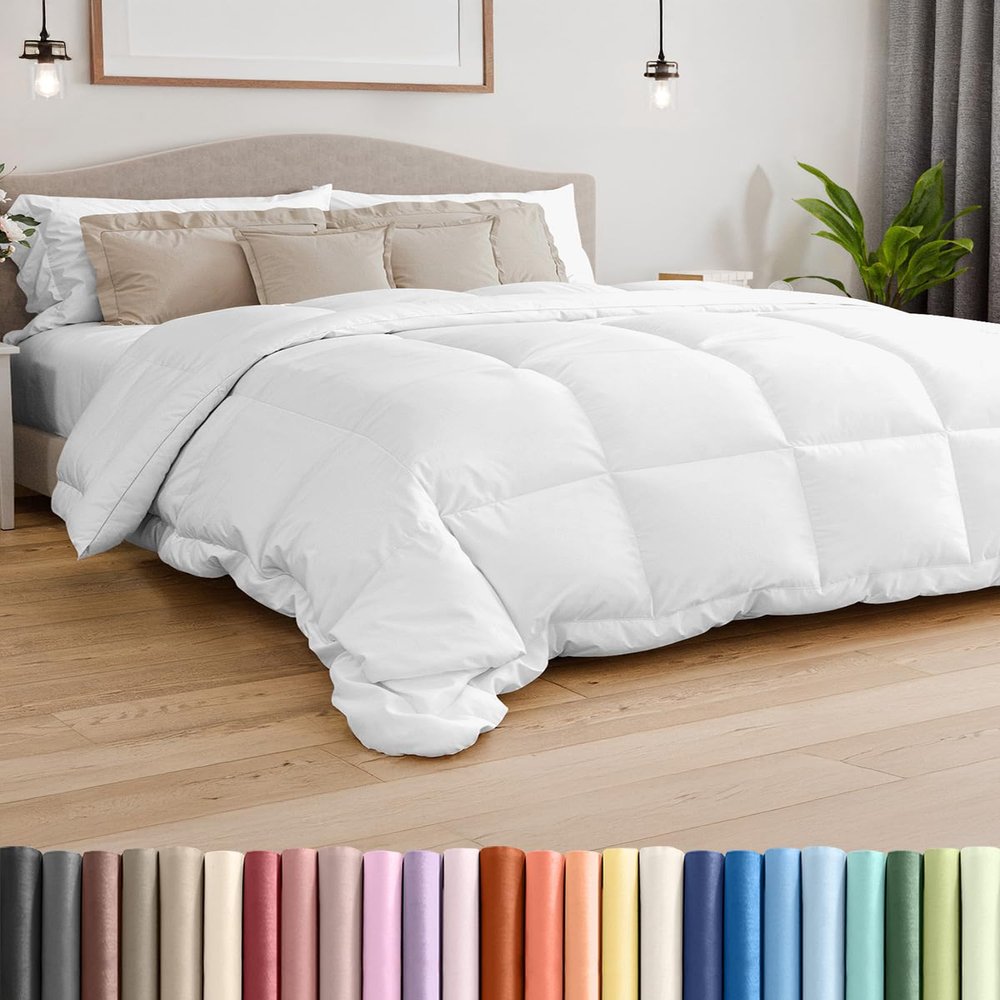 King Size, White Alternative Down Comforter - Warm, Lightweight & Breathable Hotel Quality Bedding Set for Men, Women, Kids and Teens - All Season Oversized Cooling Microfiber Duvet Insert Comforter