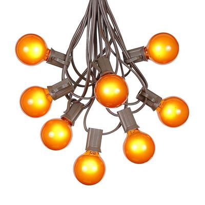 25 Foot G40 Outdoor Patio String Lights with 25 Orange Globe Bulbs  Indoor Outdoor String Lights  Market Bistro Caf Hanging Lights  C7/E12 Base - Brown Wire