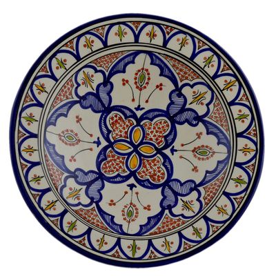 Treasures Of Morocco Hand Made Moroccan 14 Inches Serving Plate Pasta Bowl Salad Bowl Mediterranean Pottery