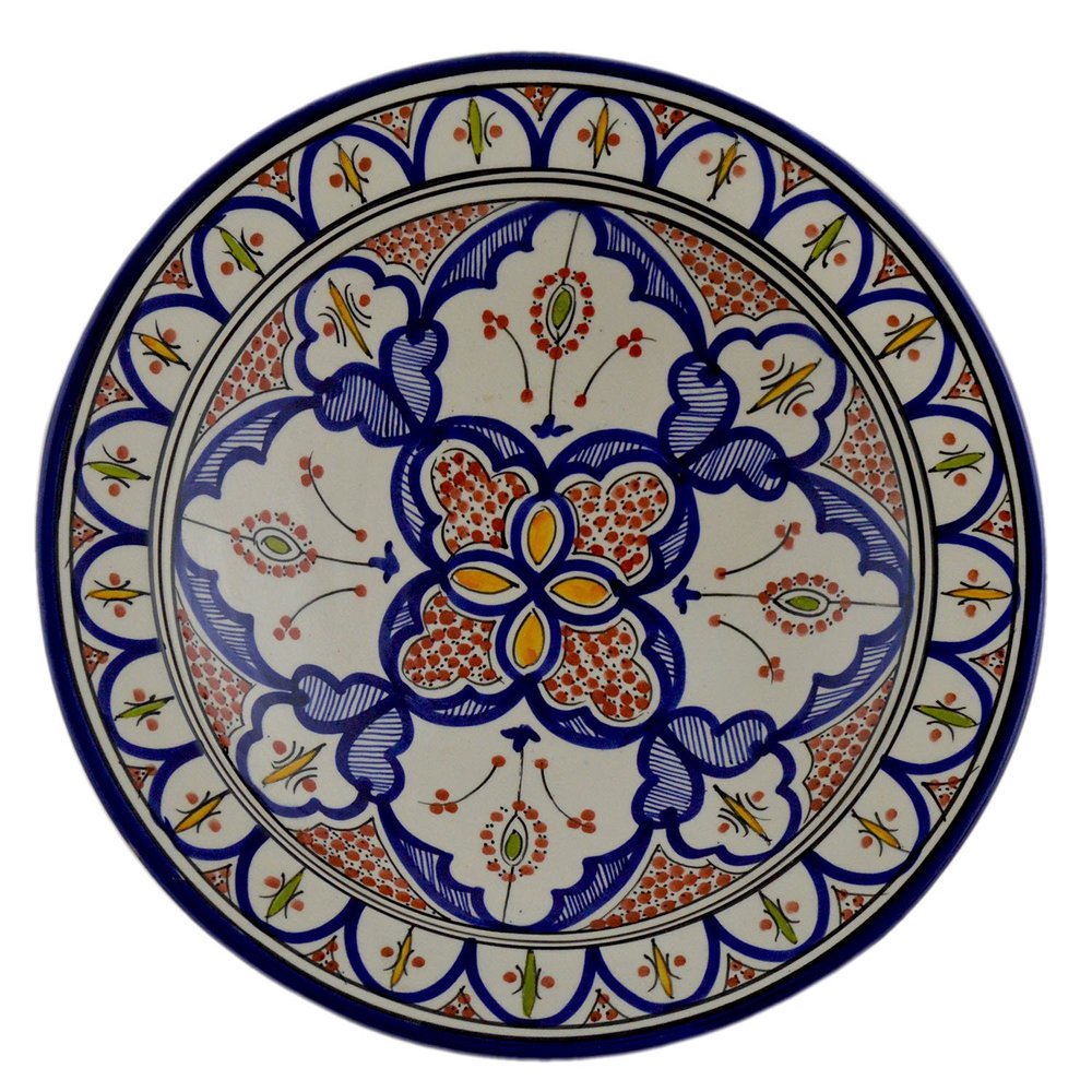 Treasures Of Morocco Hand Made Moroccan 14 Inches Serving Plate Pasta Bowl Salad Bowl Mediterranean Pottery