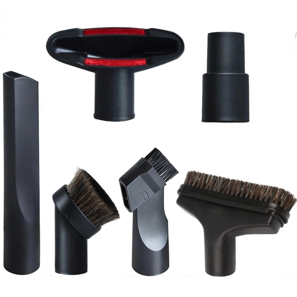 GIBTOOL Vacuum Attachments Accessories Cleaning Kit Brush Nozzle Crevice Tool for 1 1/4 inch & 1 3/8 inch Standard Hose 6pcs