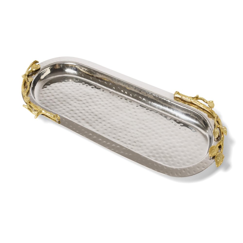 gilt leaf long oval dish