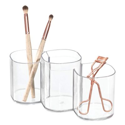 iDesign Trio Cup Vanity Cabinet Cosmetic Organizer, The Clarity Collection 8.2 x 3 x 3.75, Clear