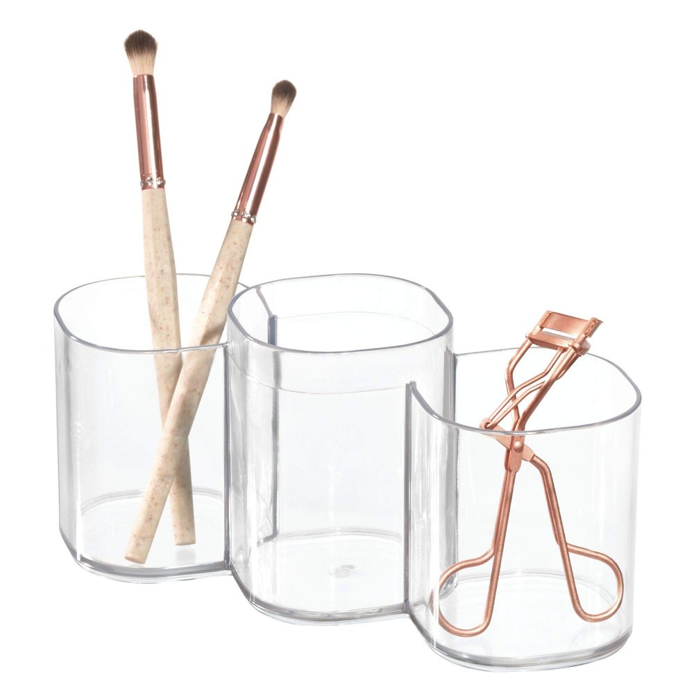 iDesign Trio Cup Vanity Cabinet Cosmetic Organizer, The Clarity Collection  8.2 x 3 x 3.75, Clear