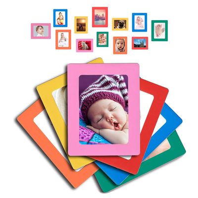 Lubber 12-pack Colorful Magnetic Picture Frames for Refrigerator 4x6 2x3 3x5 inch Photo Note Schedule Holder Gift for Kids Friends Family
