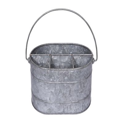 Creative Co-Op Metal Bucket with 4 Compartments and Handle