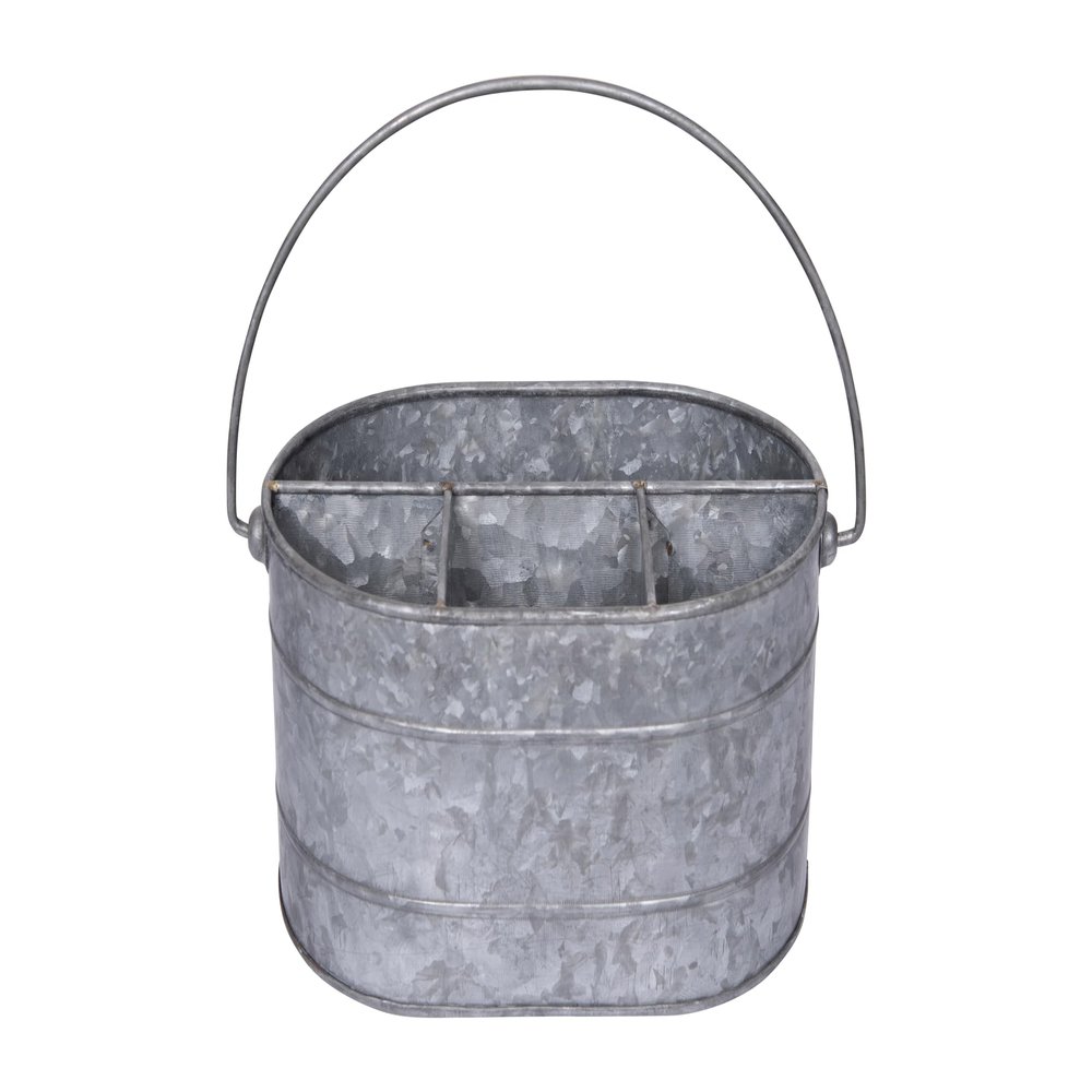 Creative Co-Op Metal Bucket with 4 Compartments and Handle