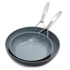GreenPan Paris Pro Hard Anodized Healthy Ceramic Nonstick, 10" and 12" Frying Pan Skillet Set, PFAS-Free, Dishwasher Safe, Grey view 1