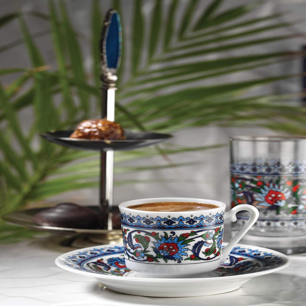 Turkish Coffee or Espresso Cup & Saucer for 6 People (12 Pcs)