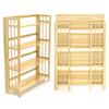 STONY EDGE 4-Tier Folding Bookshelf | Natural Wood Finish | 45x32x11.5 Inches | Book Shelf for Books and Trinkets | No Assembly Required | Foldable & Small Bookshelf for Home and Office view 1