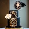 JeVenis Art Deco Gatsby Cake Decoration - Black Feather Topper for 1920s Wedding & Birthday Parties view 1