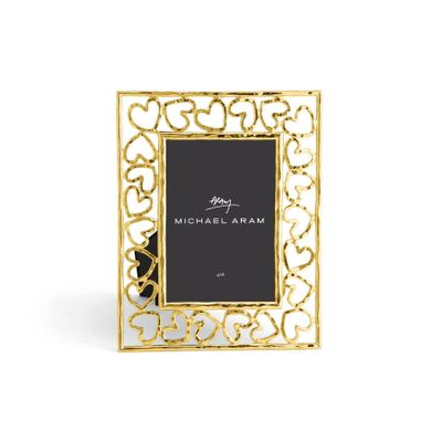 Michael Aram Gold Golden Heart Photo Picture Frame Holds 4x6 Photo