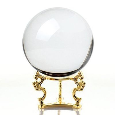 Amlong Crystal Clear Clear Crystal Ball Sphere 110mm (4.2 inch) Diameter with Golden Dragon Stand in Gift Package